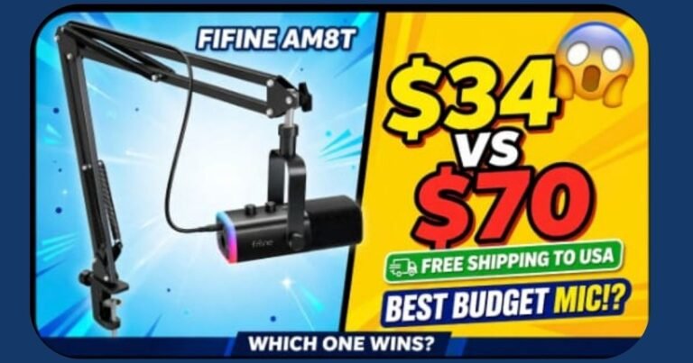 Fifine AM8T review microphone setup on boom arm
